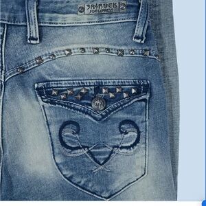 EXPRESS ReRock Legging Blue Embellished Jeans